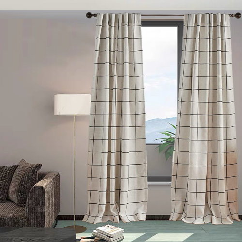 Frifoho Windowpane Plaid Blackout Window Curtain, Living R Window Plaid